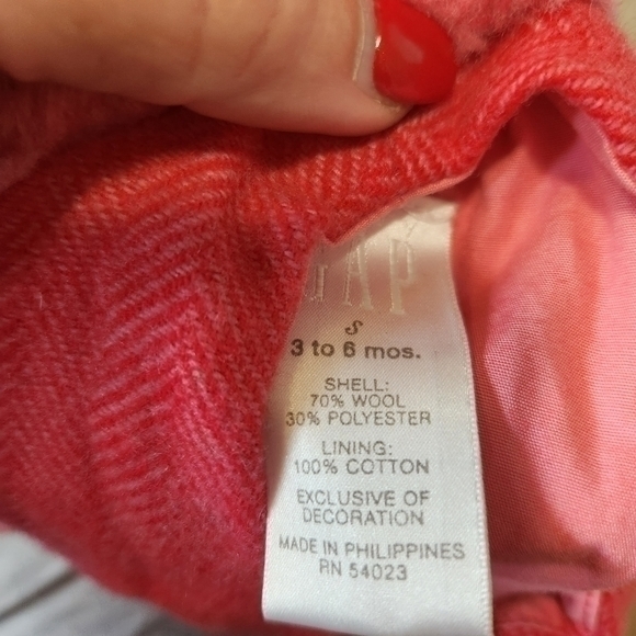 Baby Gap Infant Wool Blend Lined Dress Size 3-6 mos Red faux fur Christmas Santa - Picture 6 of 6